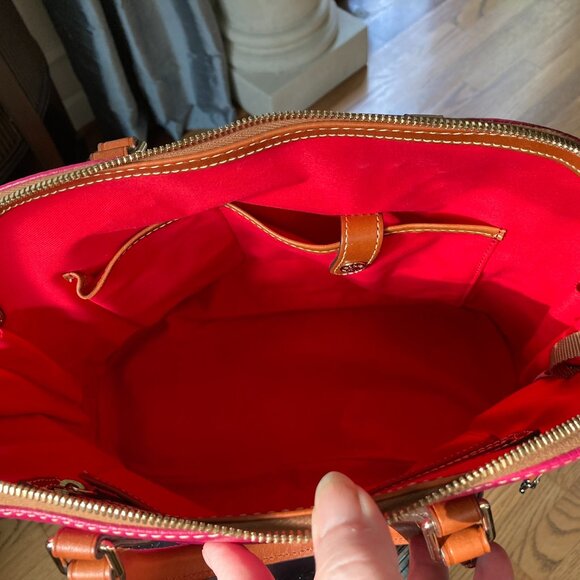 Dooney & Bourke, Zip Zip, Strawberry Pink, Pebble Leather Satchel Handbag - EUC - Picture 12 of 13